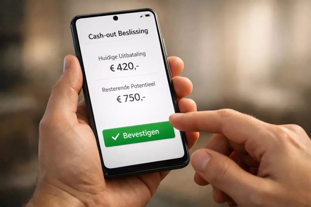 Vinger zweeft boven bevestigingsknop op smartphonescherm