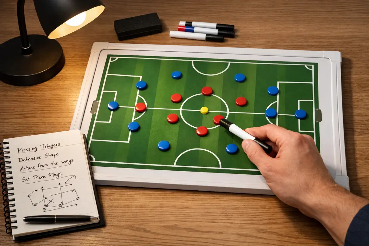 Tactisch bord met handicap berekeningen voor voetbalwedden