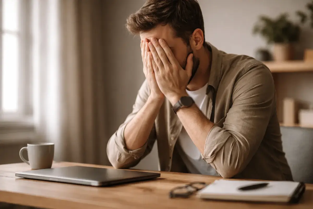 Gefrustreerde persoon leert van fouten bij wedden