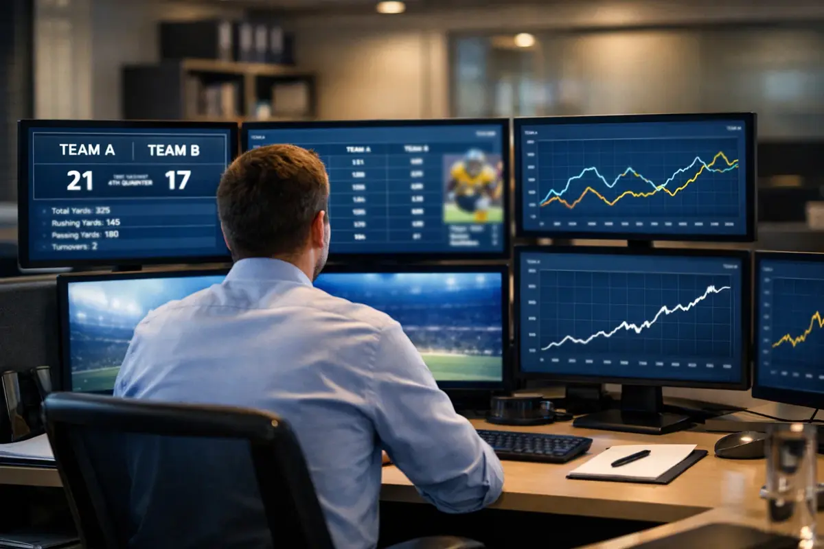 Oddscompiler analyseert live voetbaldata op schermen