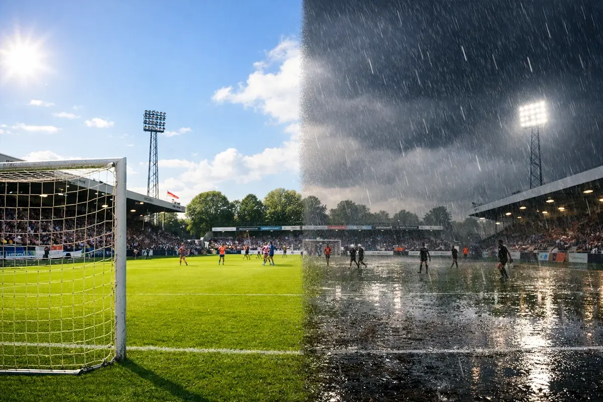 Seizoenscontrast met zomer en winter voetbalomstandigheden
