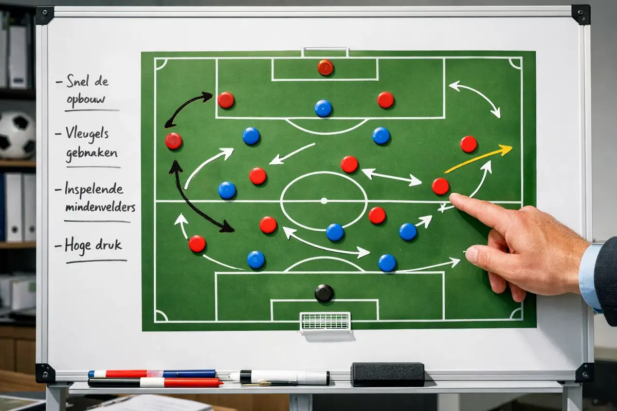 Tactisch bord met Eredivisie wedstrategie notities