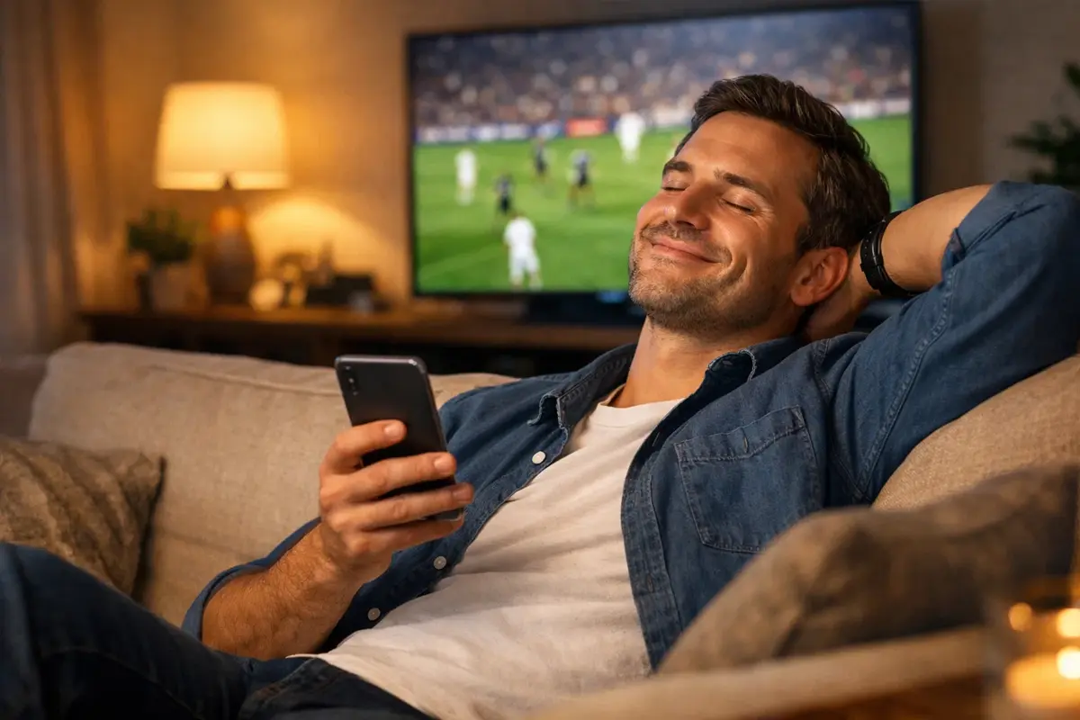 Tevreden persoon na succesvolle cash-out