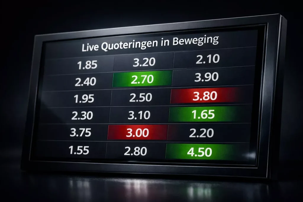 Digitaal scherm met veranderende sportweddenschap quoteringen